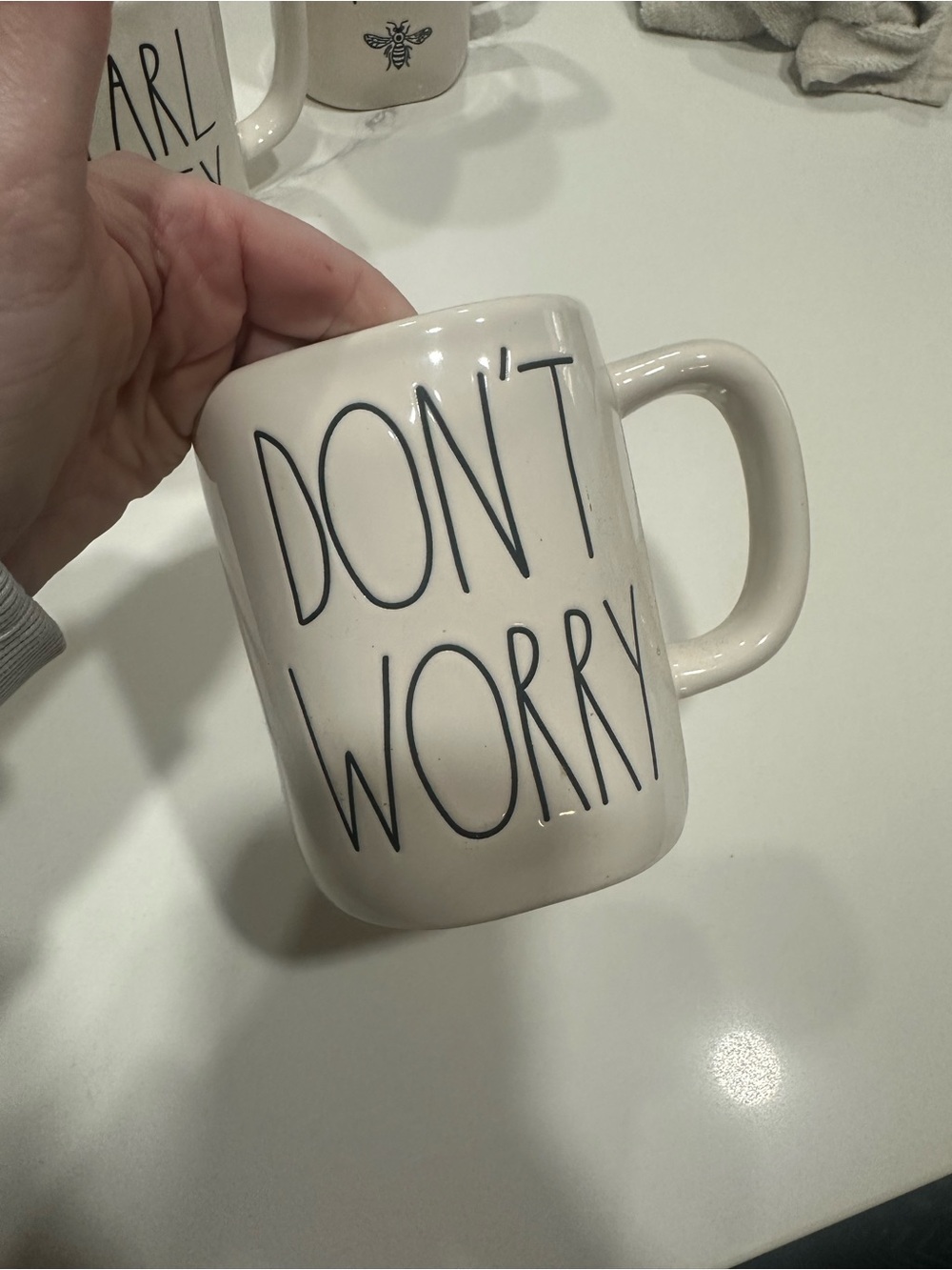 Rae Dunn Ivory "DON'T WORRY" Ceramic Mug
